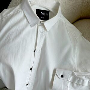 D&G Men's Crisp White Dress Shirt